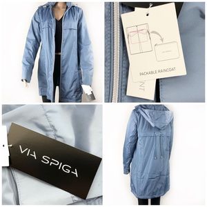 NWT Via Spiga Blue Raincoat Women’s Size Small
